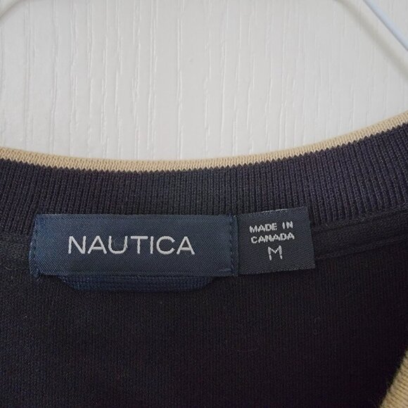 Nautica Size M Black with Tan Trim Knit Vest, Excellent Used Condition - Picture 4 of 11